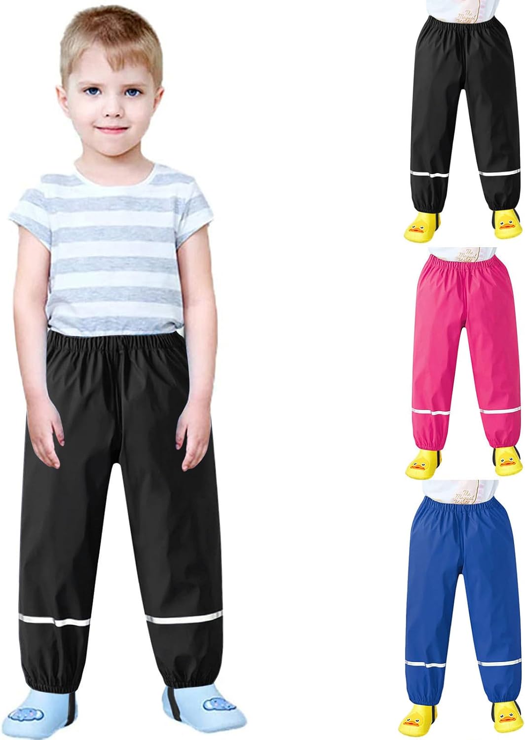 Weather-Resistant Reflective Toddler Rain Pants 1-12 Years