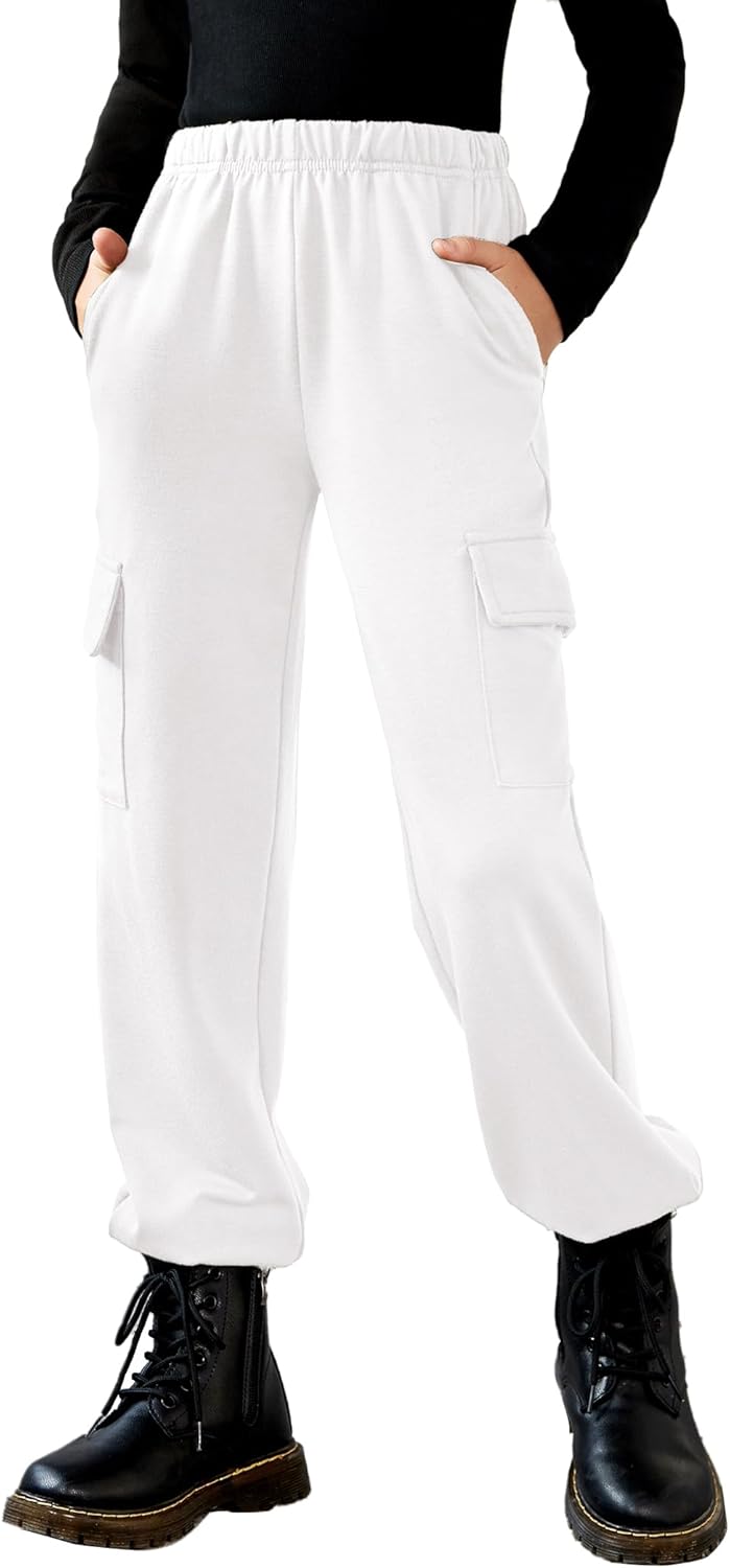 Arshiner Girls Slim-fit Joggers with Pocket for Kids