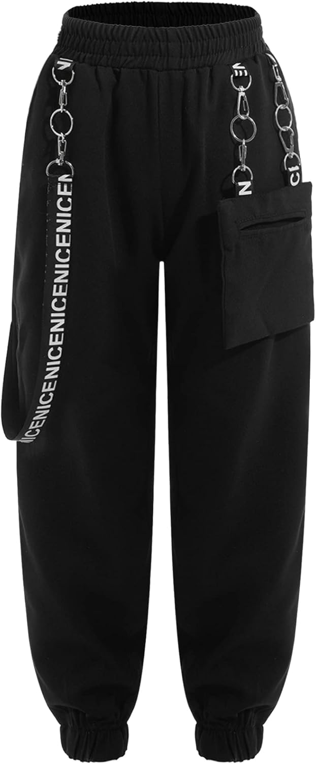 Girls Casual Cargo Jogger Pants Loose Street Jazz Hip Hop Dance Sweatpants