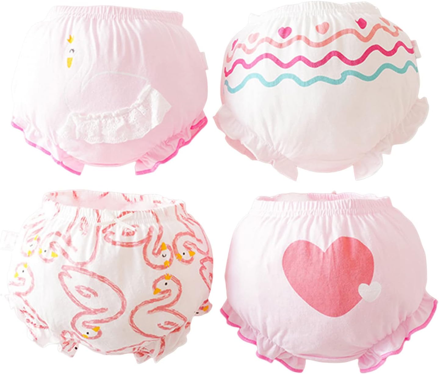 4 Pack Baby Girls Bloomers Cute Ruffle Diaper Cover Undies