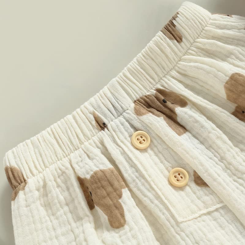 Yccutest Heart Floral Cotton Linen Bloomers for Babies