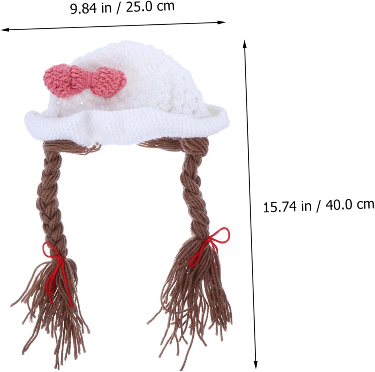 Handmade Woolen Braided Baby Girl Hat with Bowknot