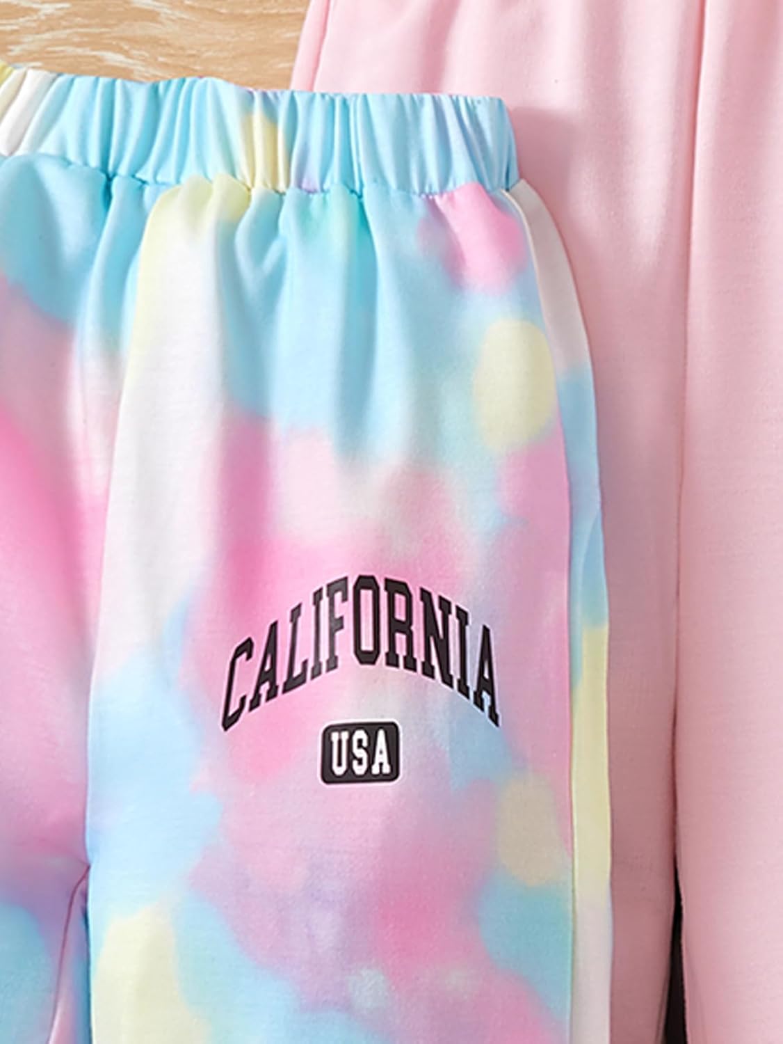 3-Piece Girls Letter Graphic Print High-Waisted Jogger Pants