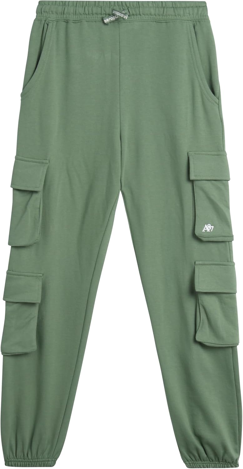 AEROPOSTALE Girls Fleece Cargo Joggers Premium Active Pants for Daily Wear