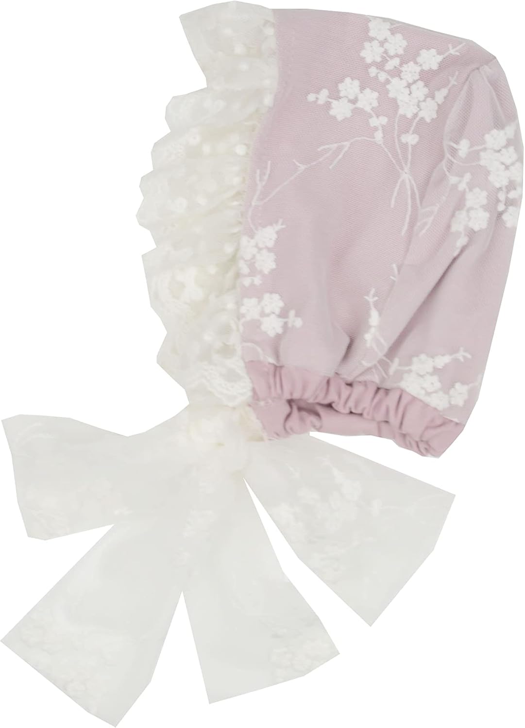 Haute Baby Lilac Mist Handmade Lace Bonnet for Baby Girls Lavender
