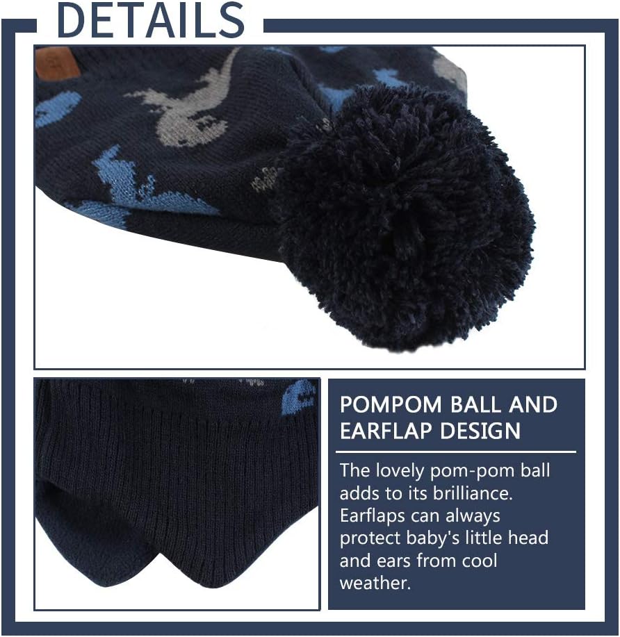 JANGANNSA Knitted Baby Hat Scarf Set with Pom-Pom