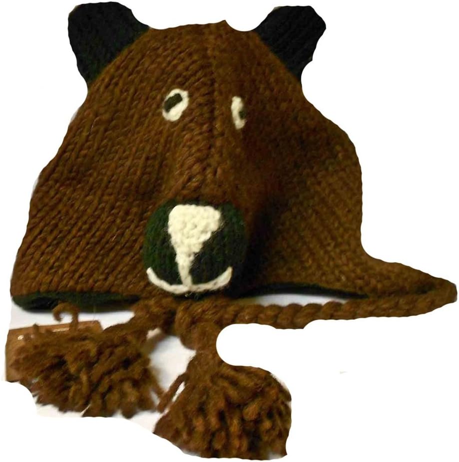 Handmade Knitted Bear Hat for Kids Ages 3-5