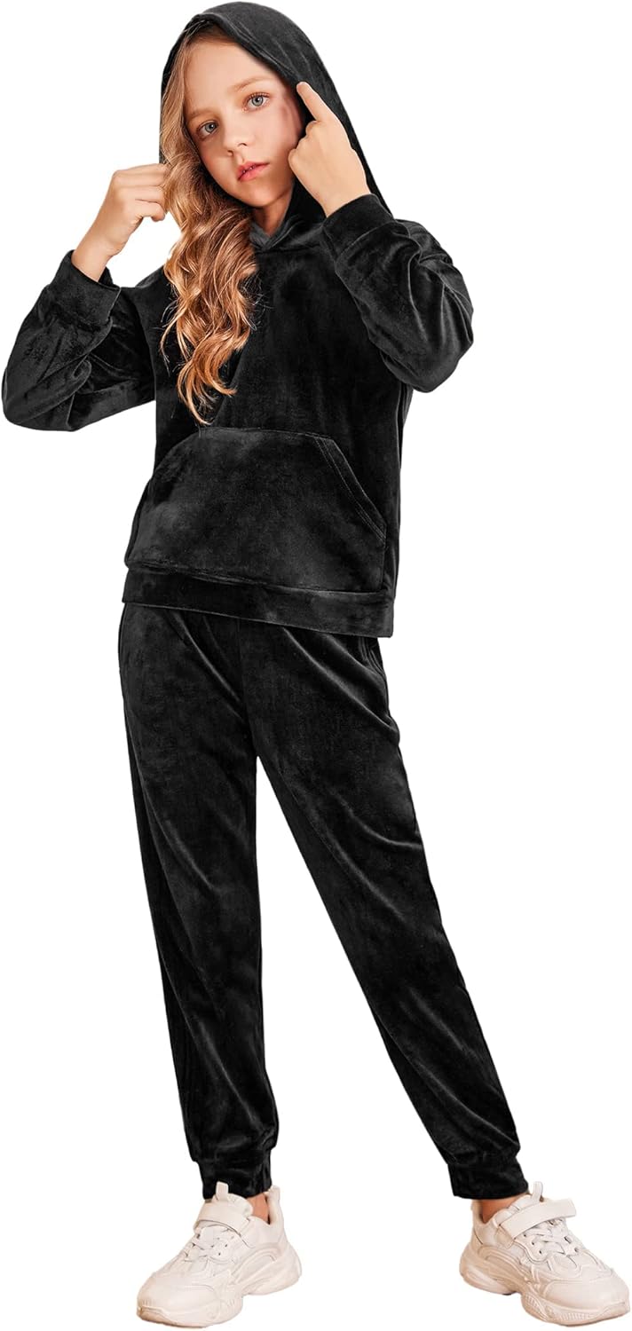 Perfect 2-Piece Girls athletic tracksuit set Velour Hoodies Joggers
