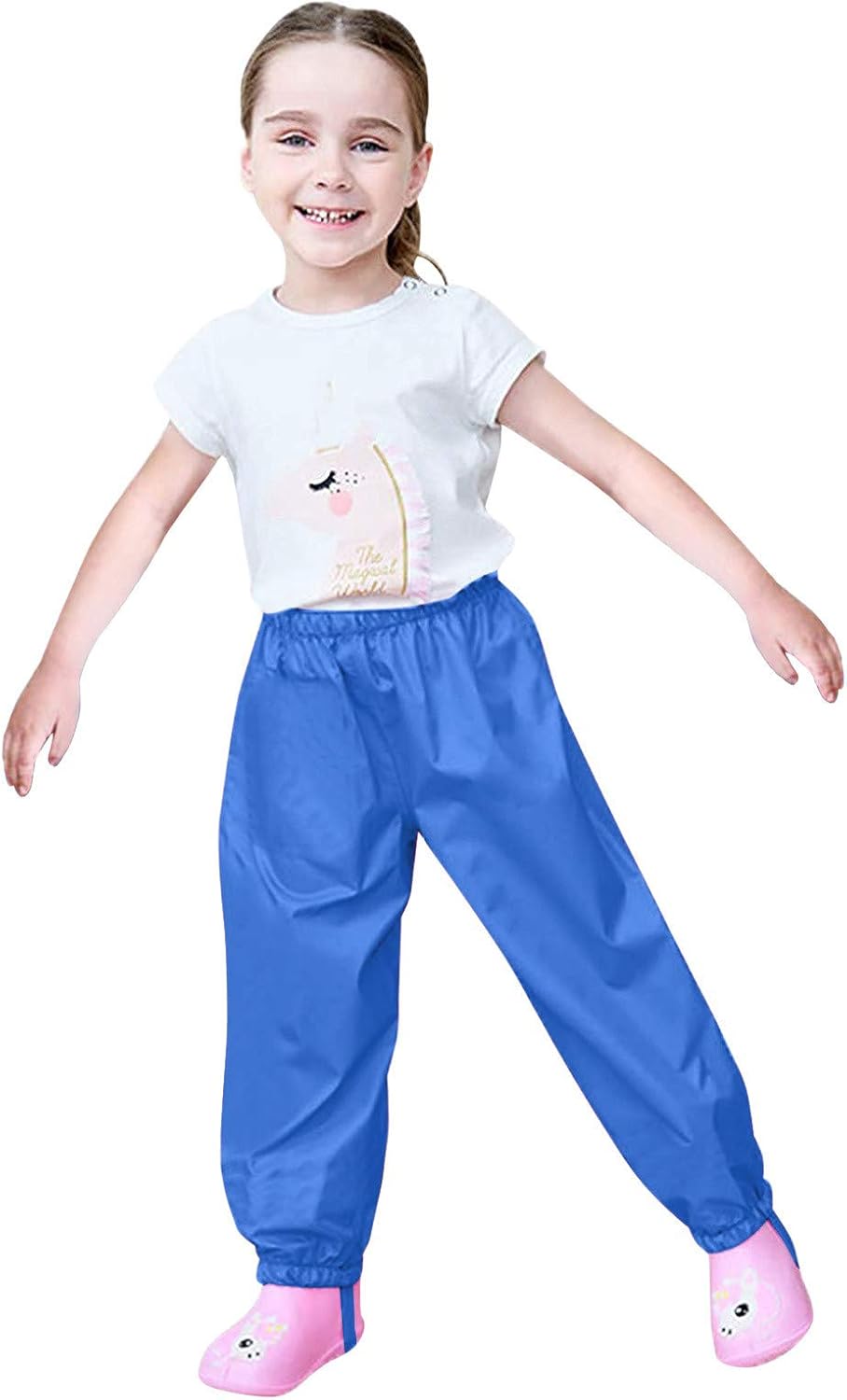 Toddler Waterproof Rain Pants with Hood for Kids