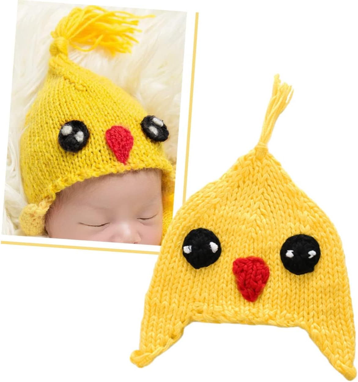 Baby Boy Girl Knitted Winter Hat Handmade Crochet Cotton Polyester Blend Yellow