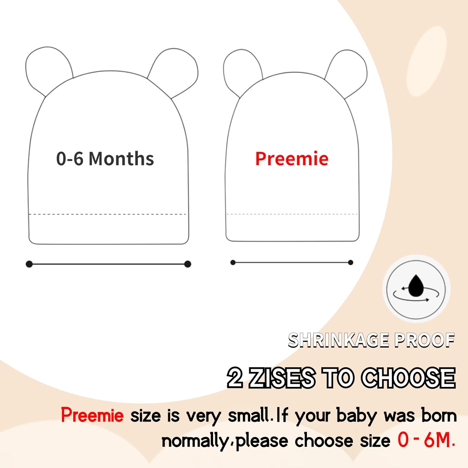 Snug Bear Ear Baby Hat for 0-6 Months