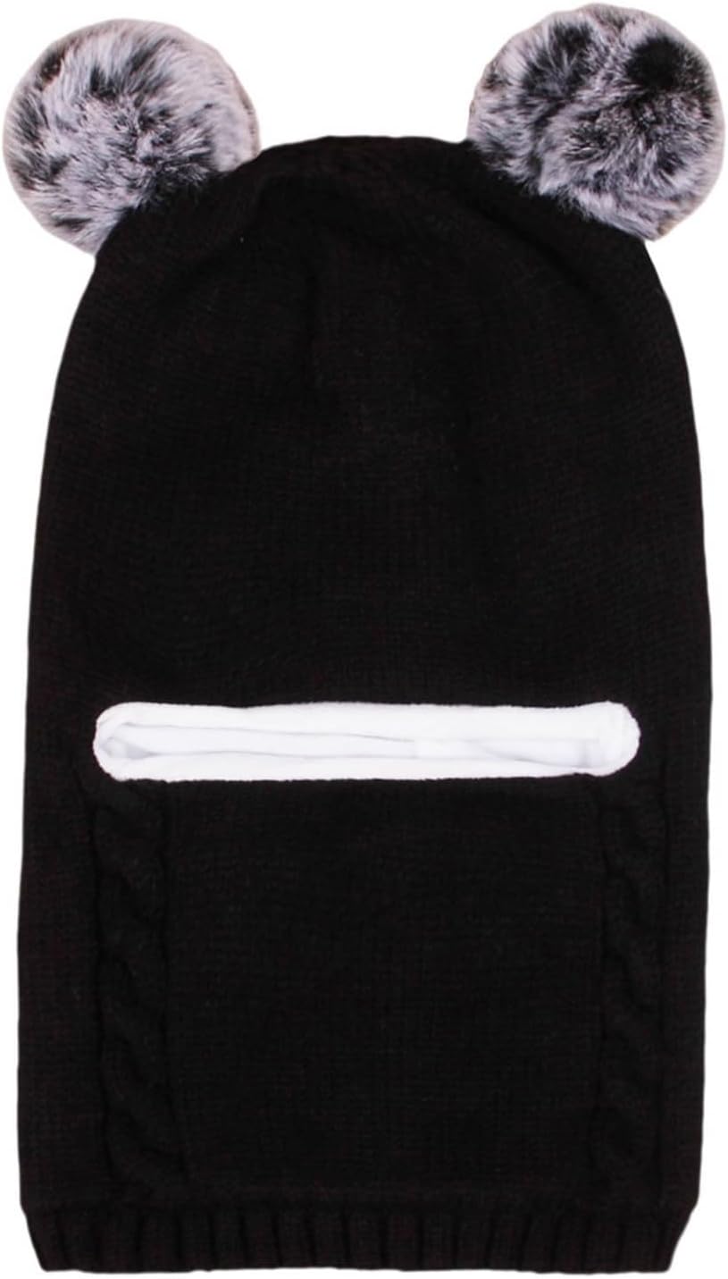 Toddler Winter Hat Scarf Set with Earflaps and Pompom