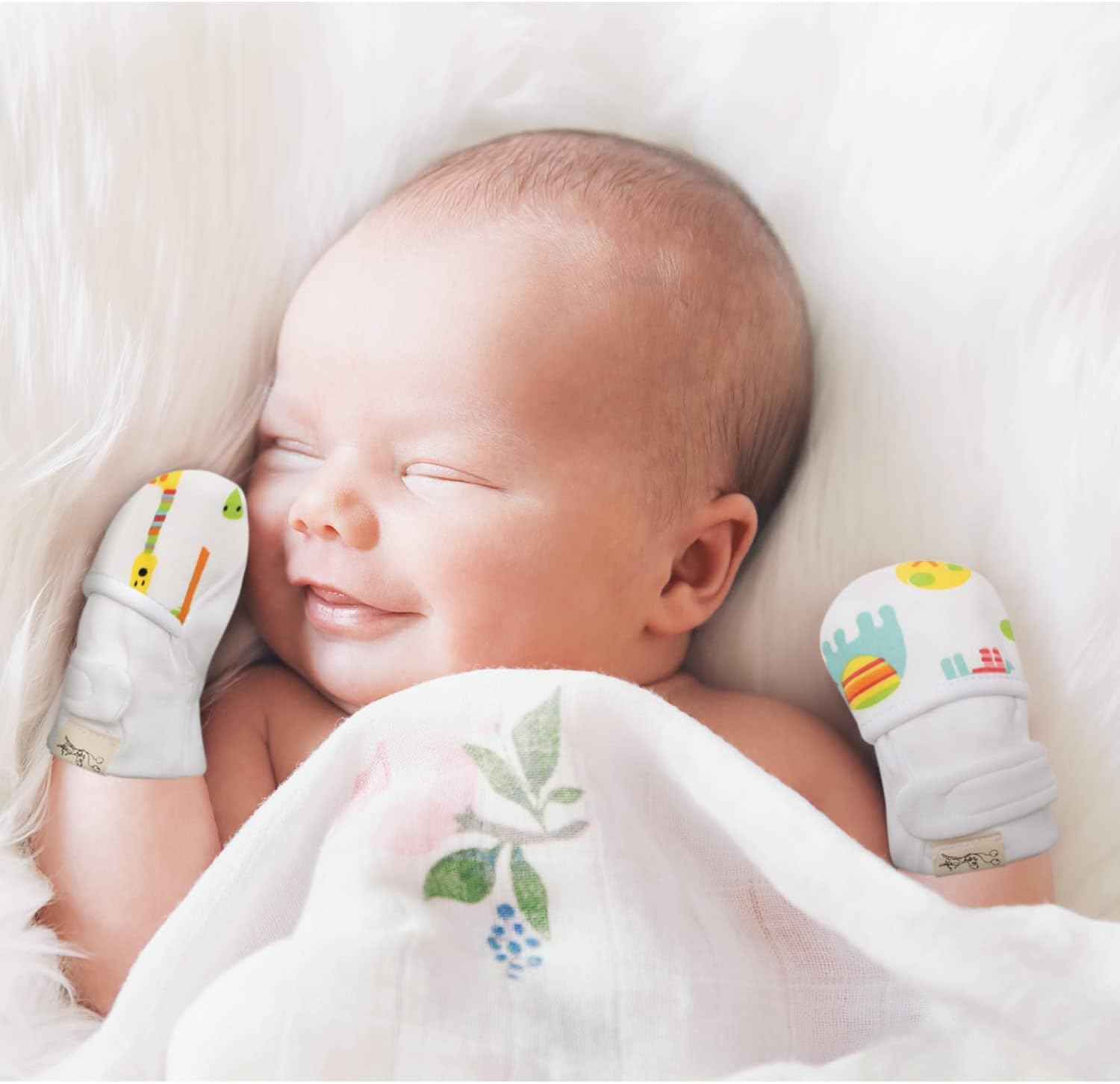Adjustable Animal Print Hand Mittens for Newborns