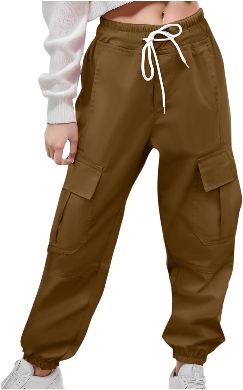 Generic Trendy Cargo Pants for Girls Elastic
