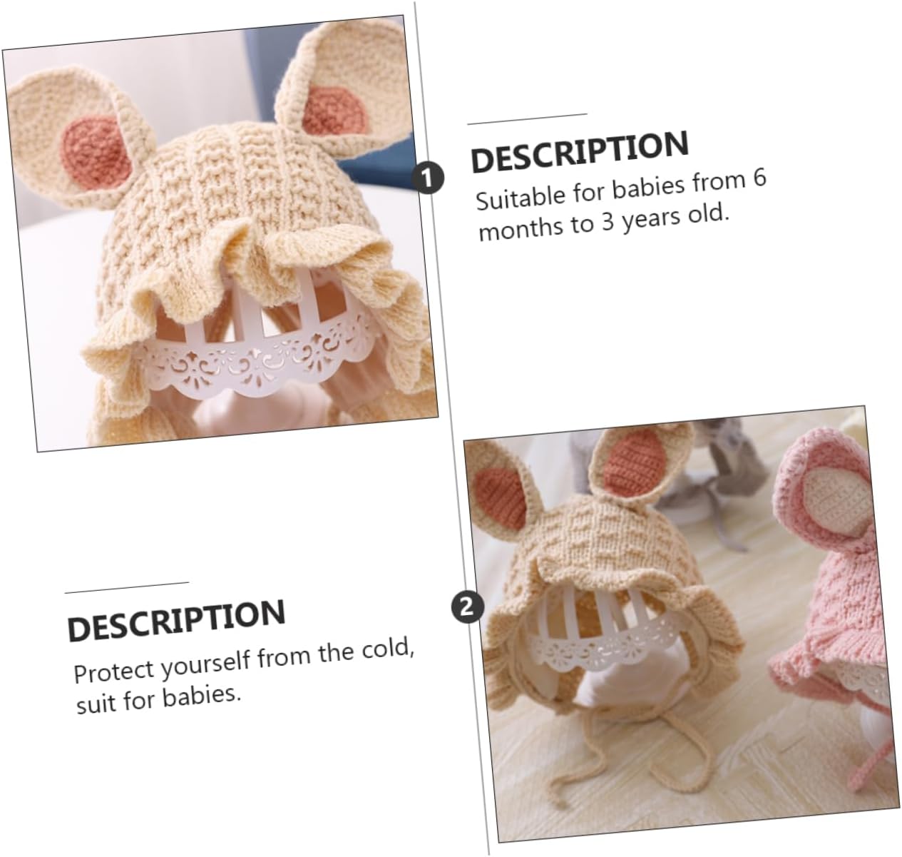 Cozy Baby Cap withEars in Beige