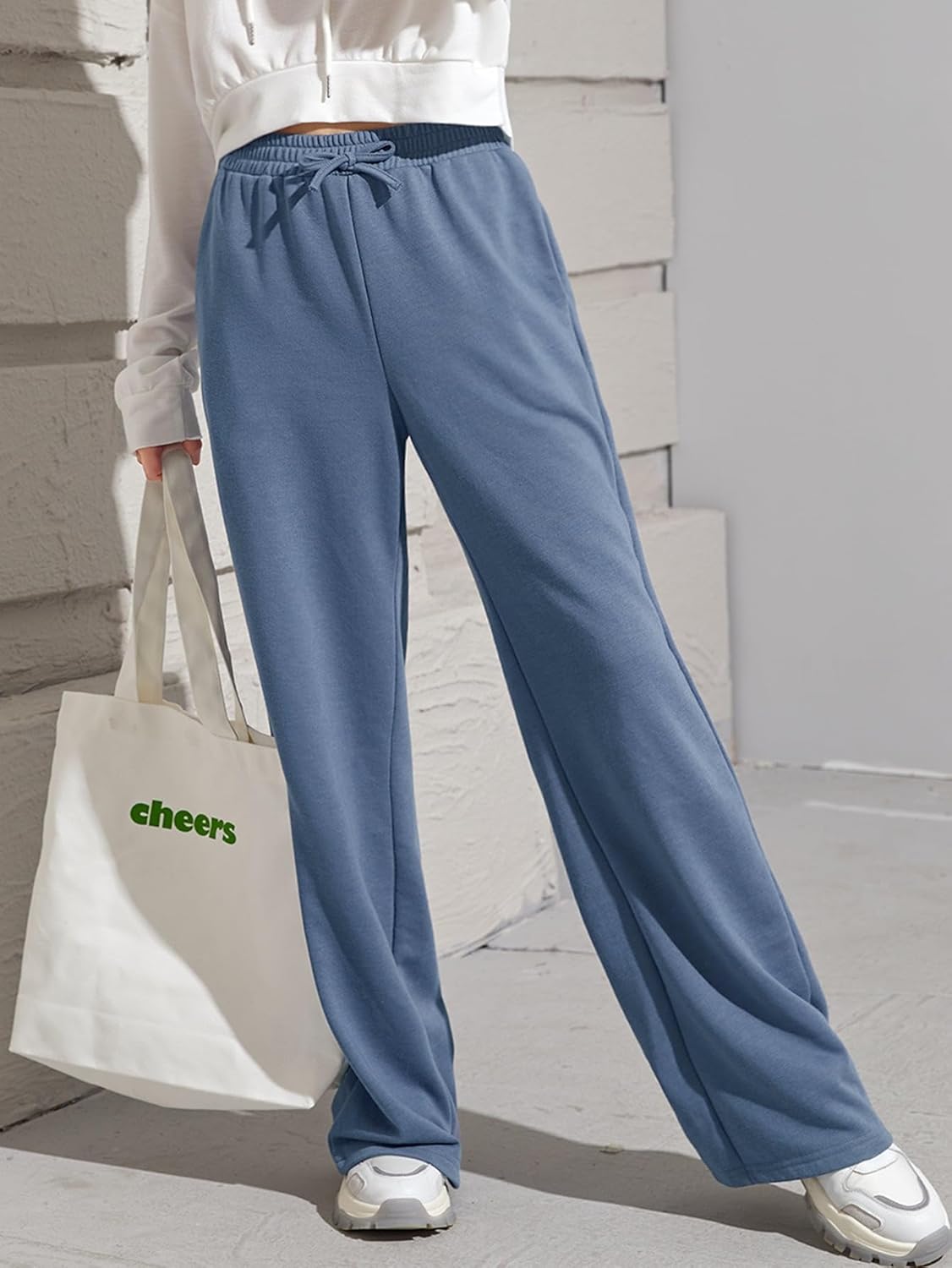 SOLY HUX Girls High Elastic Waist Tie Front Sweatpants