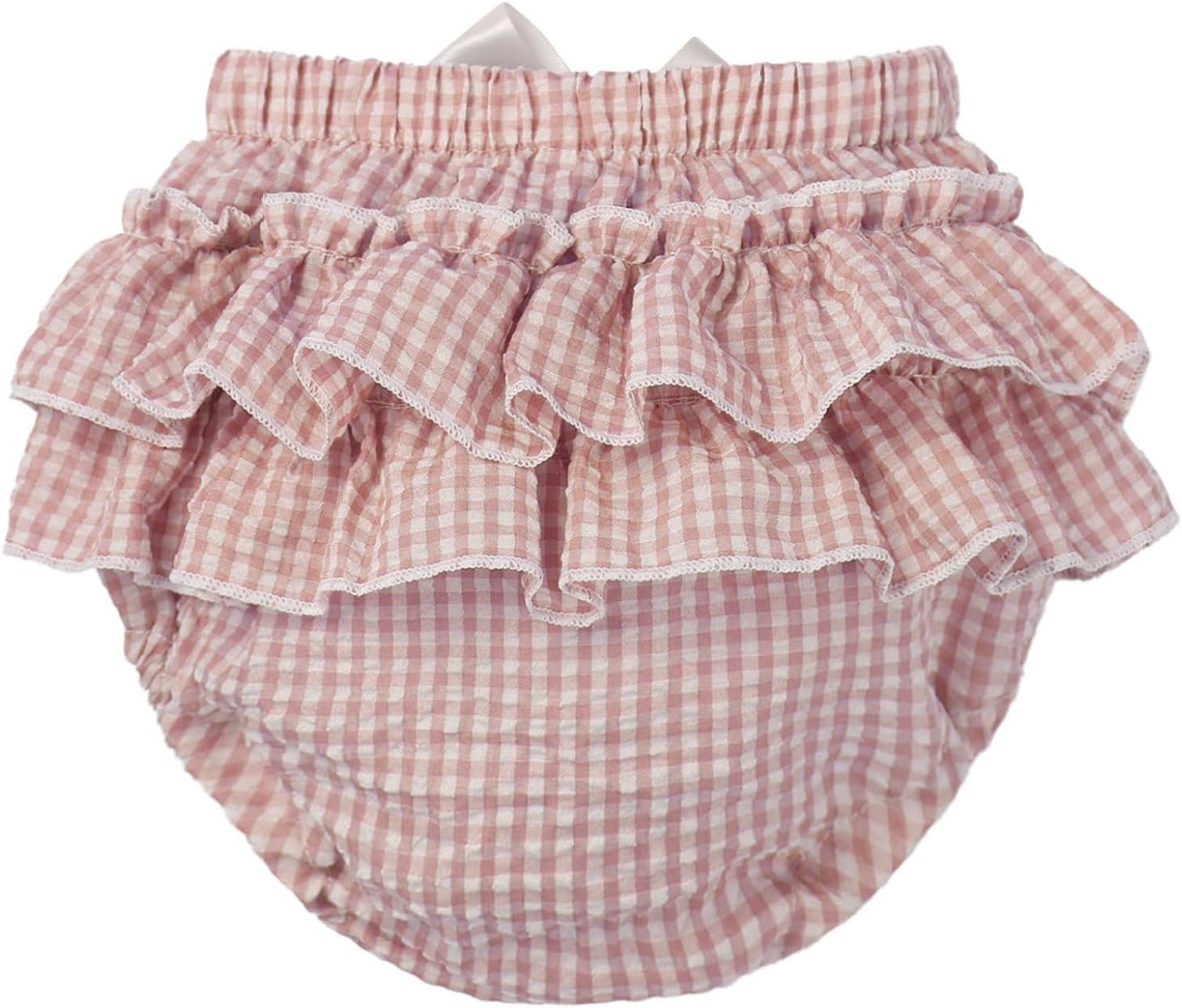 Yartina Infant Baby Ruffled Plaid Diaper Cover Shorts