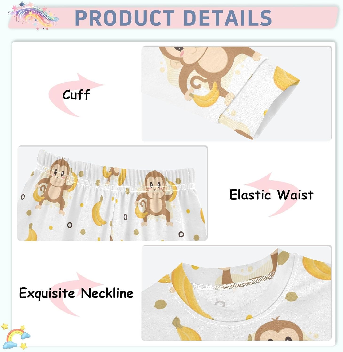 WIFIU Long Sleeve Pajama Sets for Kids Soft Cotton and Spandex Sleepwear