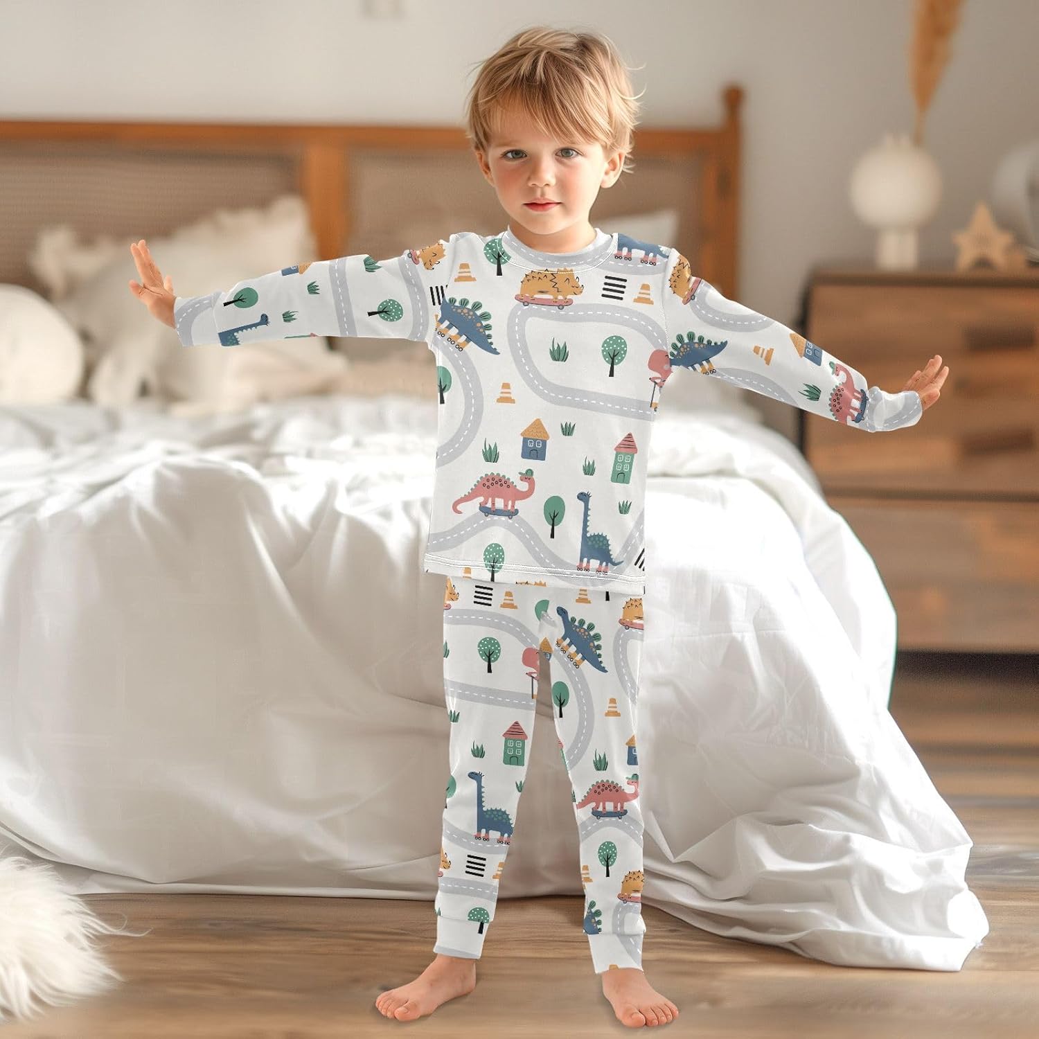 WIFIU Soft Cotton Pajama Set for Kids 18M-8Y