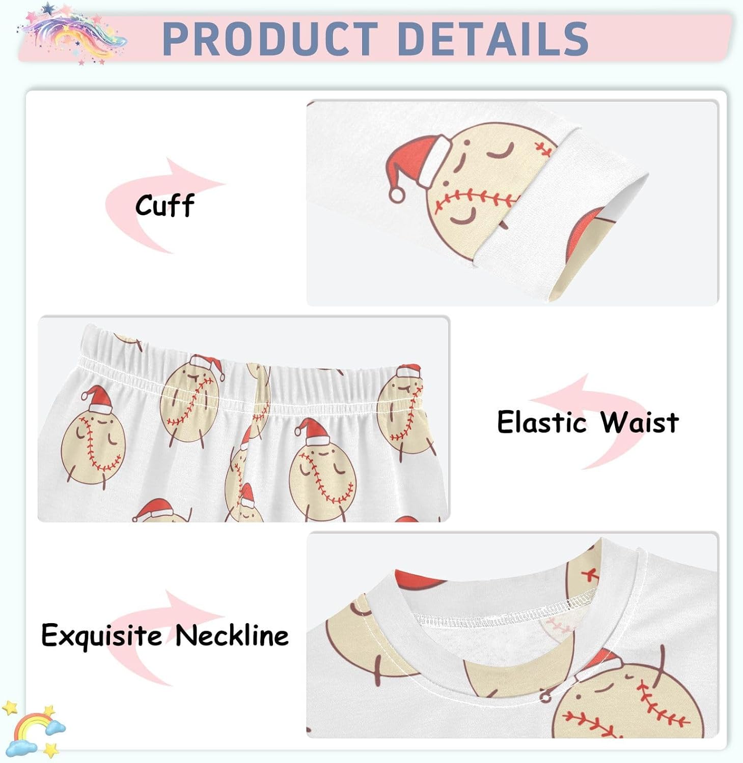 WIFIU Pajama Set Comfortable Long SleeveTOP Pants for Girls 18M-8Y