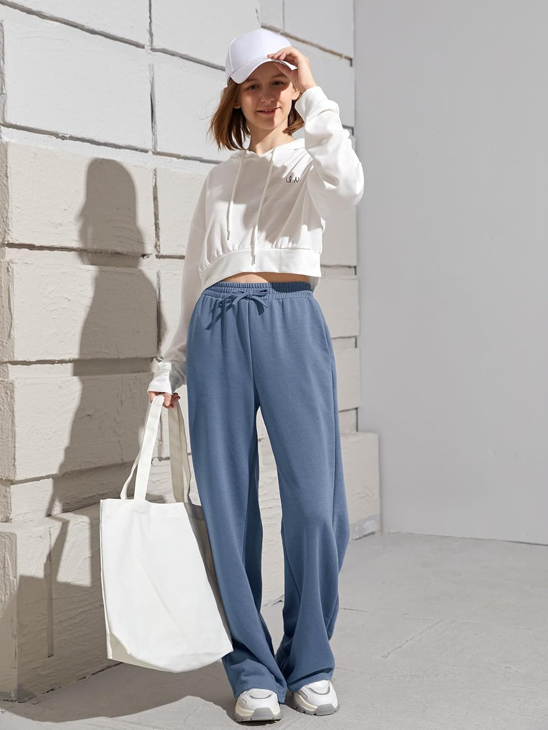 SOLY HUX Girls High Elastic Waist Tie Front Sweatpants