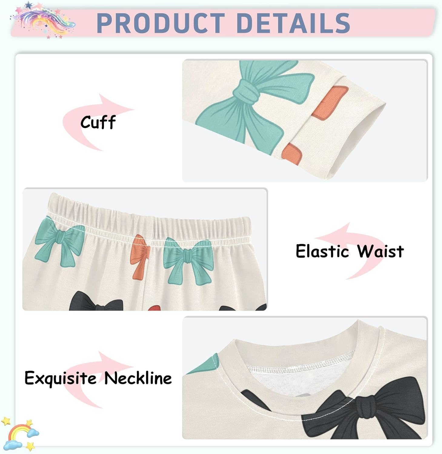 WIFIU Soft Cotton Pajama Set for Girls 18M-8Y