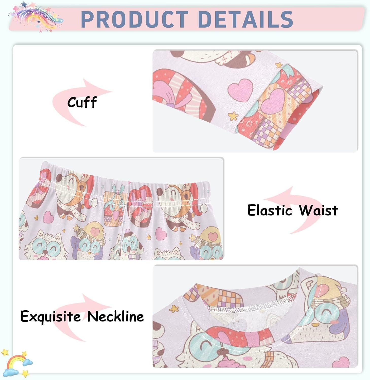 WIFIU Pajama Set Long Sleeve Sleepwear for Kids 18M-8Y