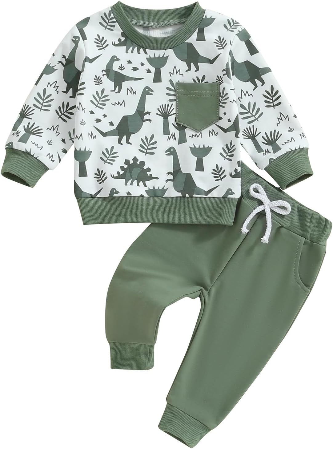 Toddler Boy Dinosaur Printed Fall Outfit Set