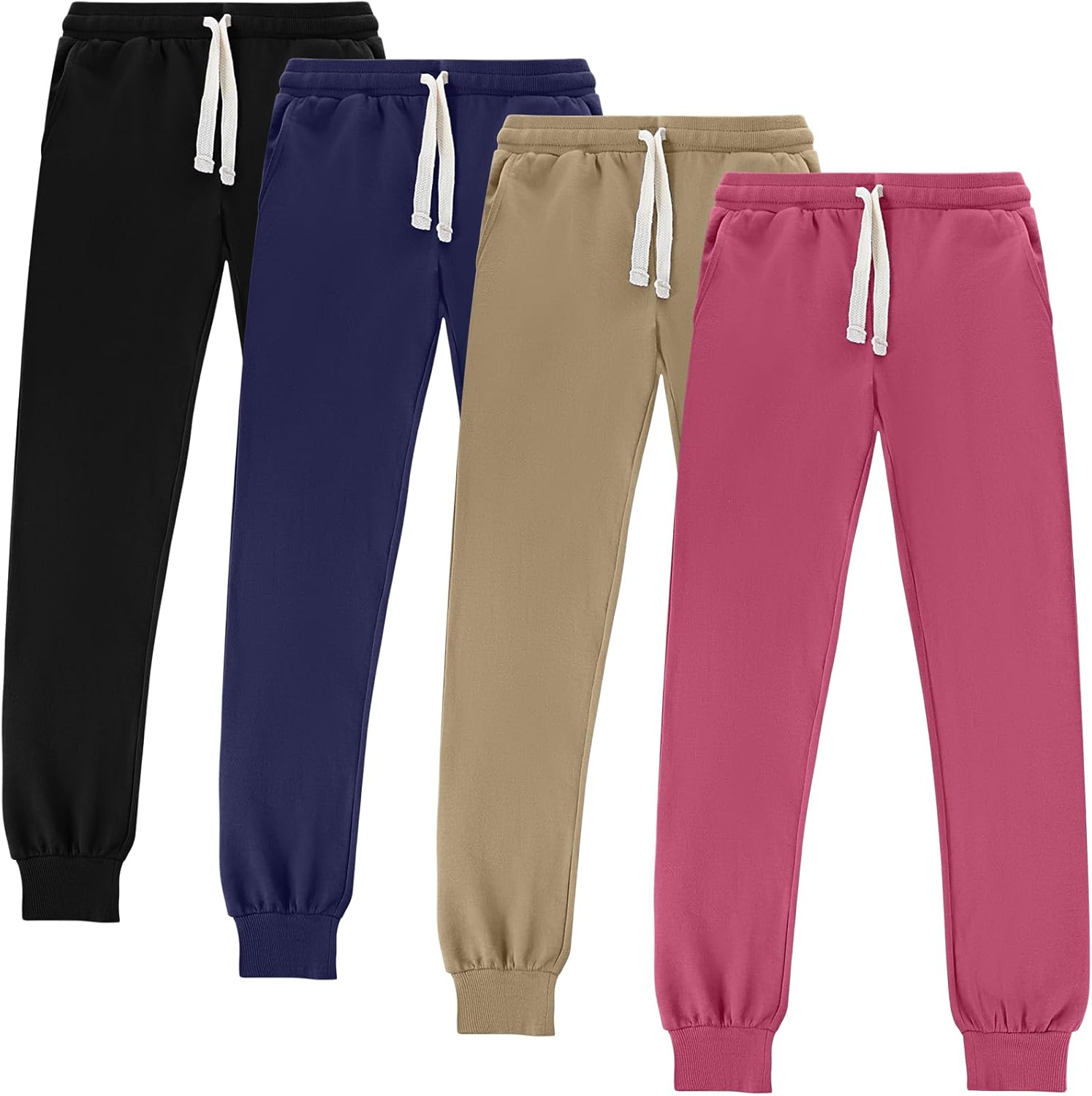 Silkfly 4-Pack Boys Girls sweatpants with pockets for kids