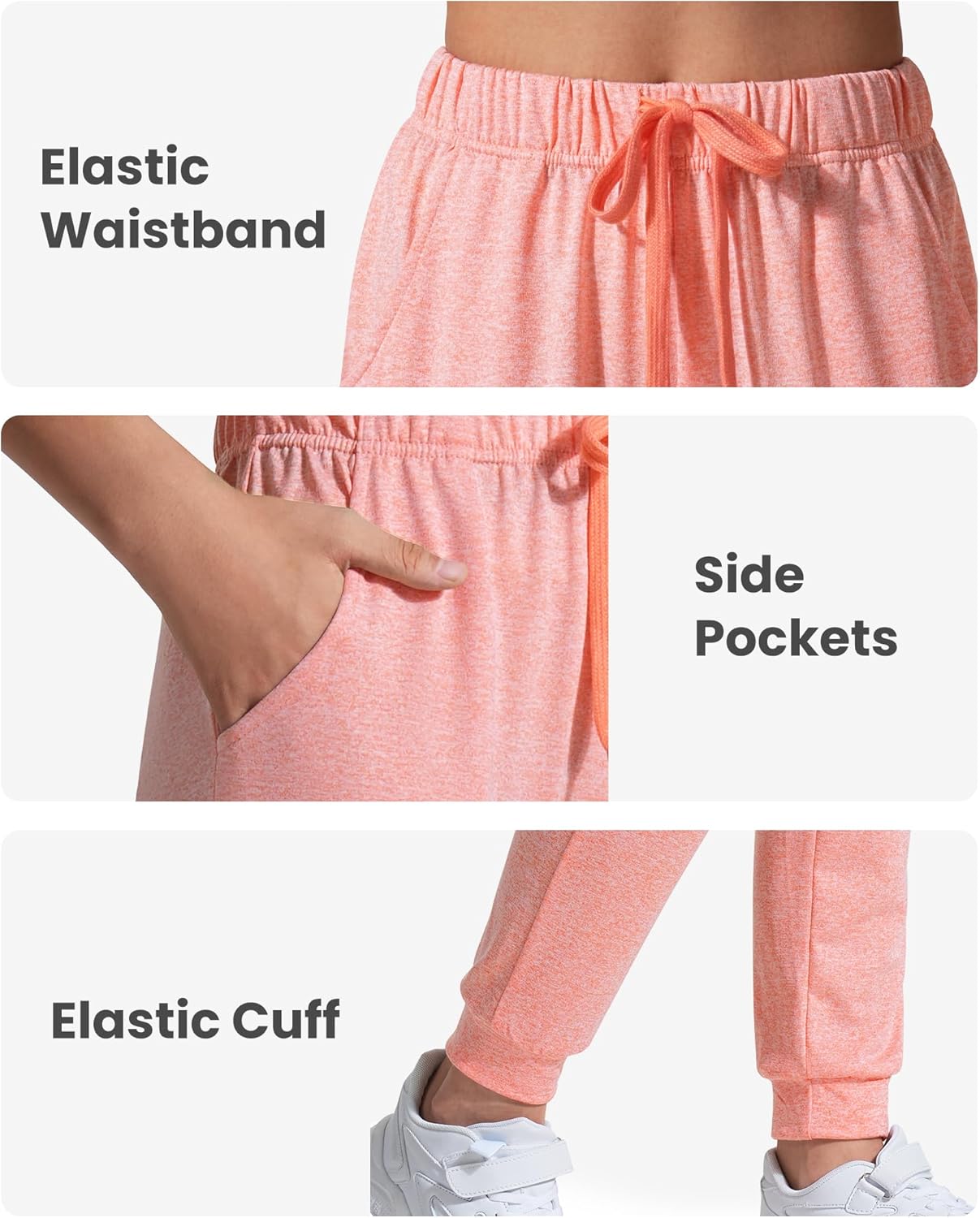 Auranso Quick-Dry Athletic Pants for Girls with Pockets and Drawstring