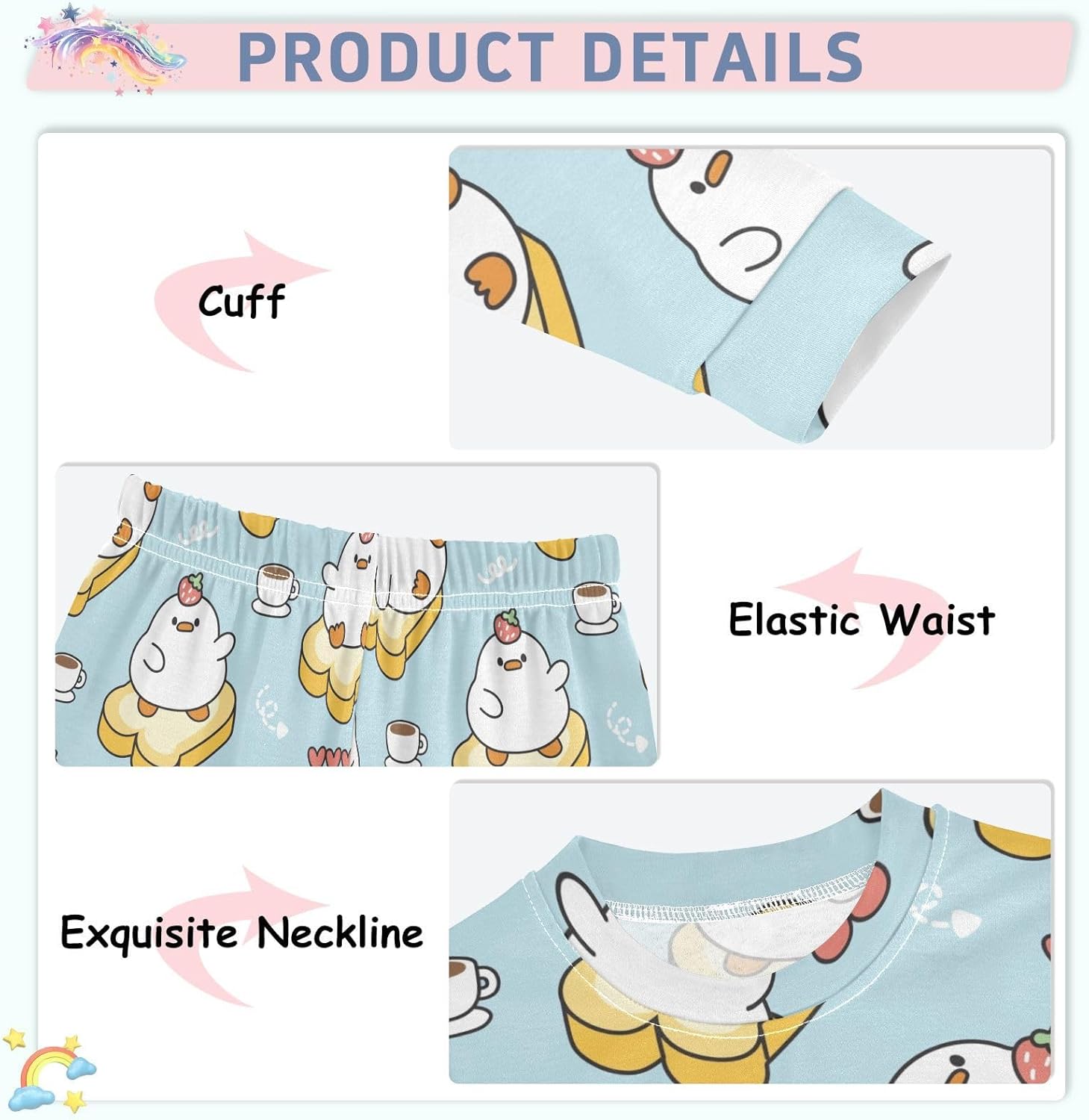 WIFIU Soft Cotton Pajama Set for Girls Long Sleeve Sleepwear