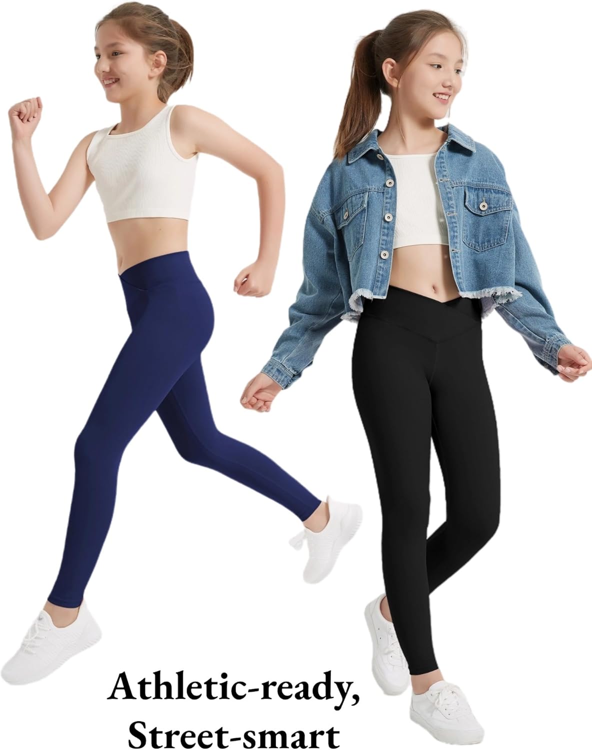 EXARUS 4-Piece Kids Yoga High Waisted Leggings for School Dance