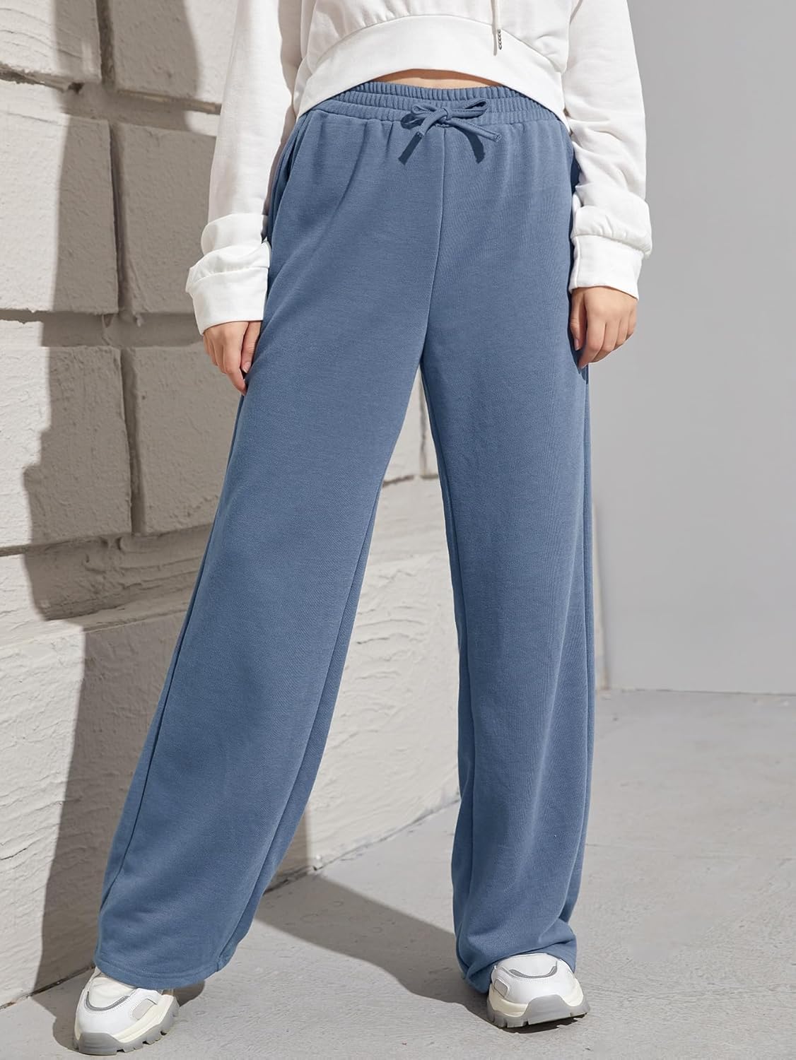 SOLY HUX Girls High Elastic Waist Tie Front Sweatpants