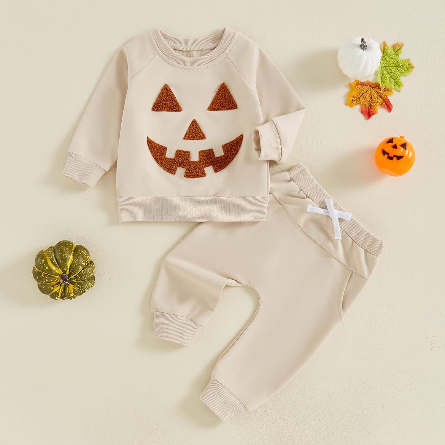 Toddler Halloween pumpkin sweatshirt pants for boys and girls