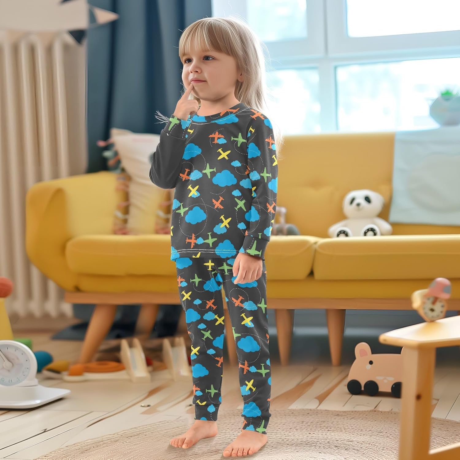 WIFIU Soft Cotton 2 Piece Pajama Set for Kids 18M-8Y 1