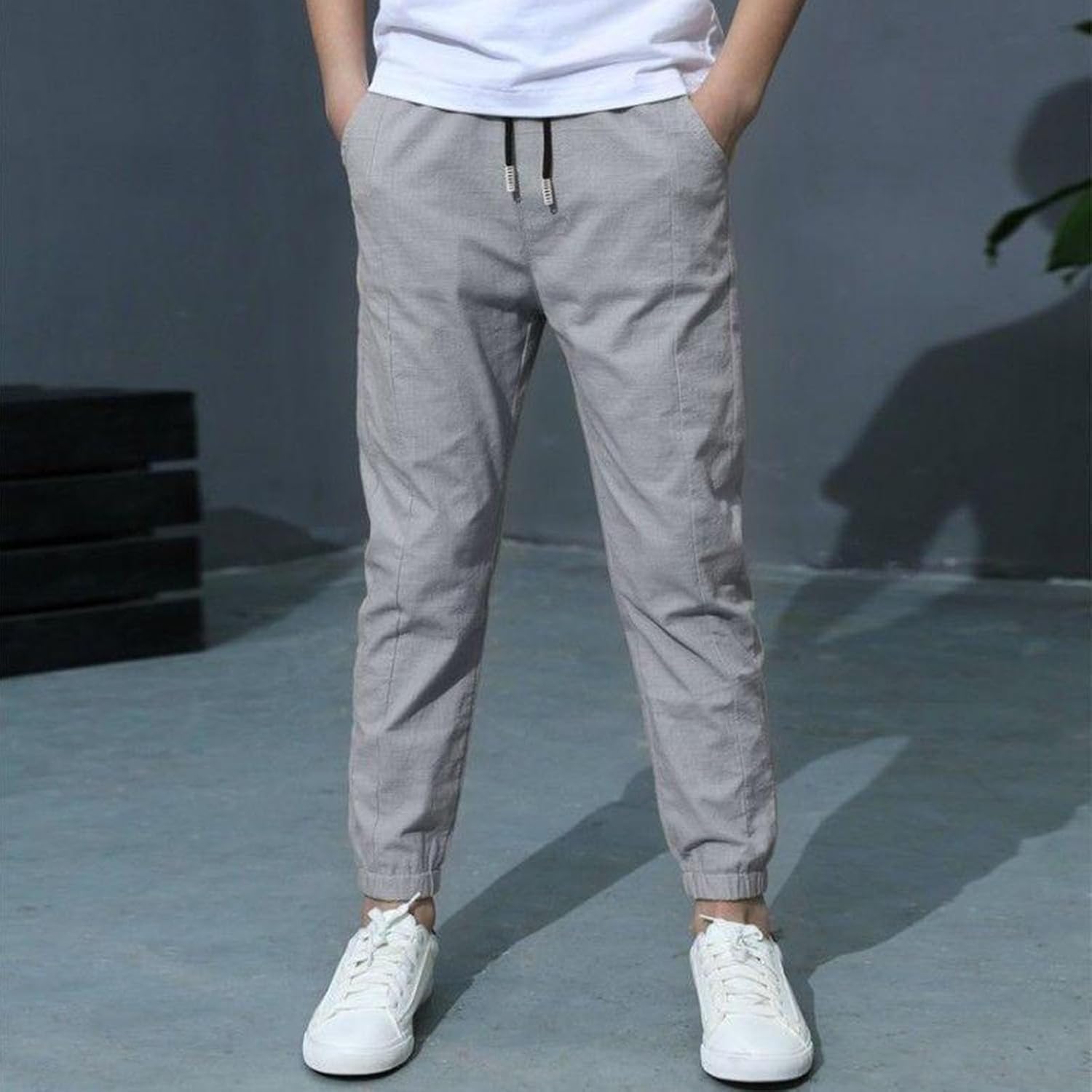 Moisture-Flow Boys Pants Kids Casual Drawstring Elastic Waistband Sweatpants with Pockets