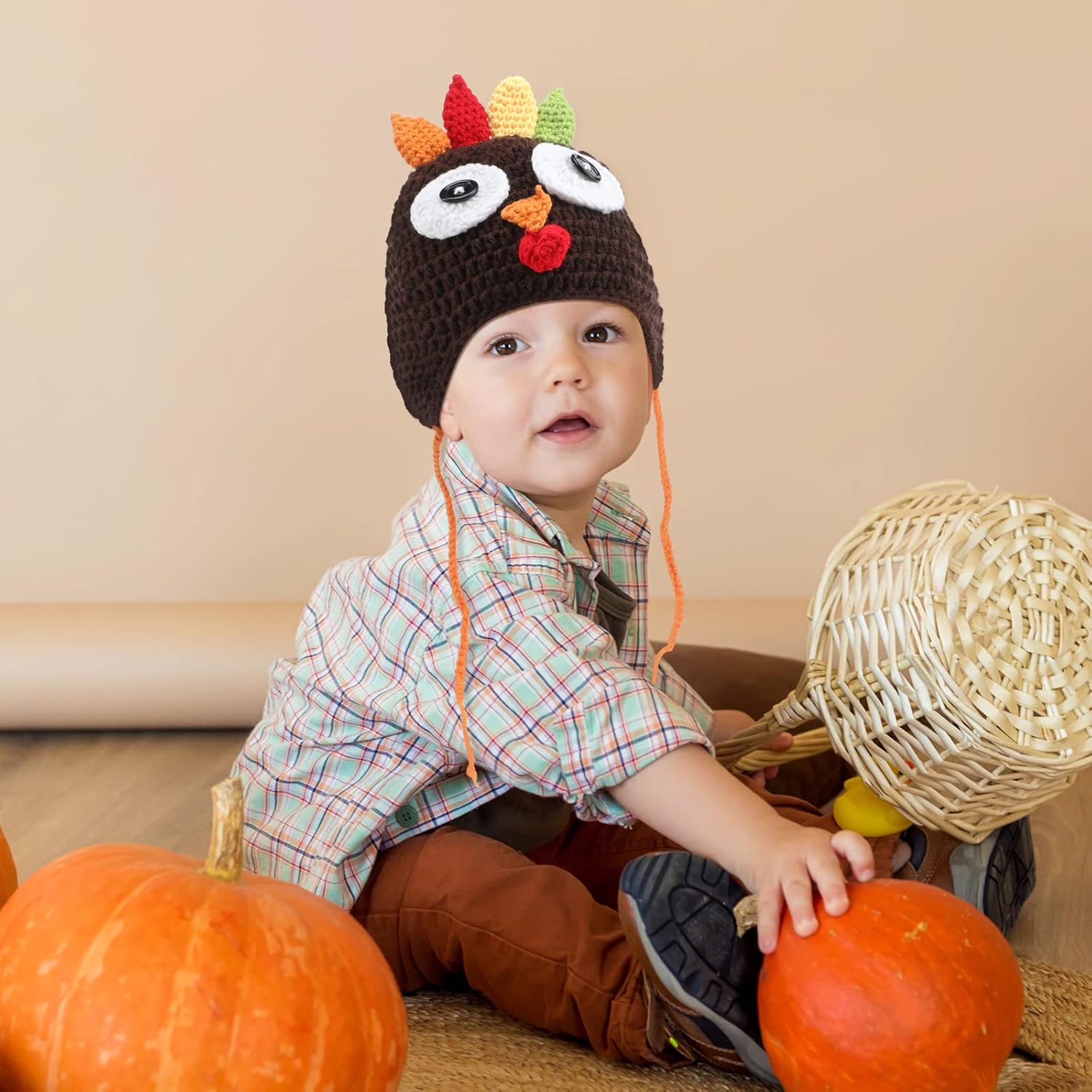 Jiuguva 3-Piece Baby Crochet Beanie Set for Infants