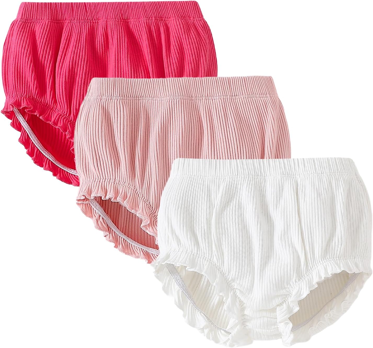 SOBOWO 3-Pack Baby Girl Bloomers with Ruffles
