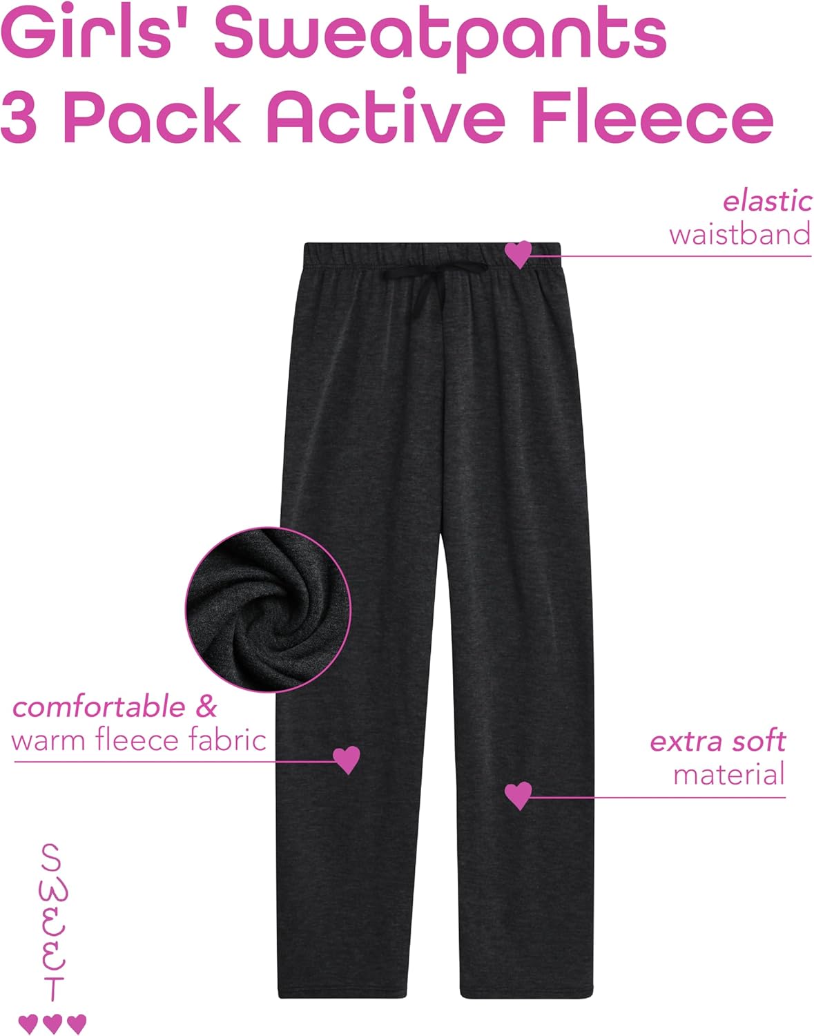Sweet Hearts Girls Warm Fleece Sweatpants Set