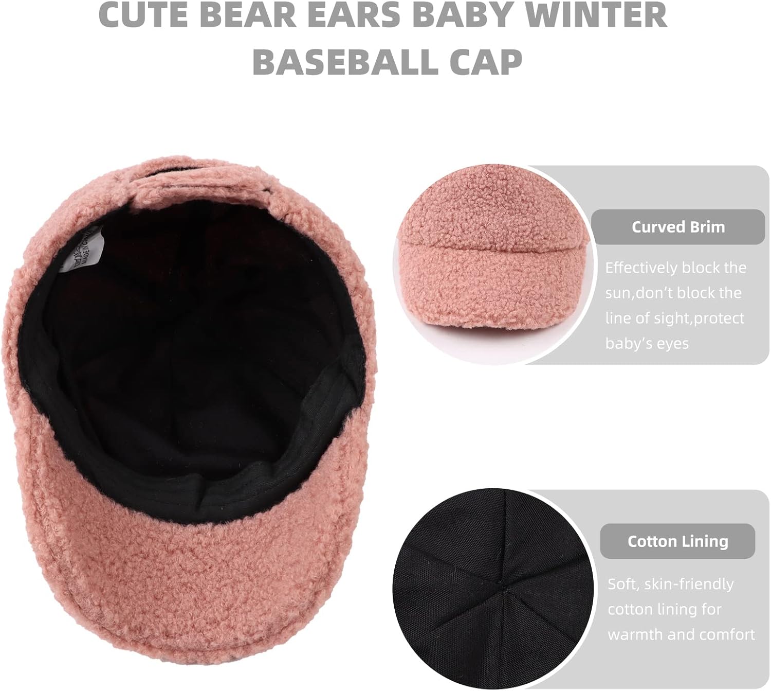 Winter Fleece Baseball Cap for Babies - Soft Warm for Toddler Kids