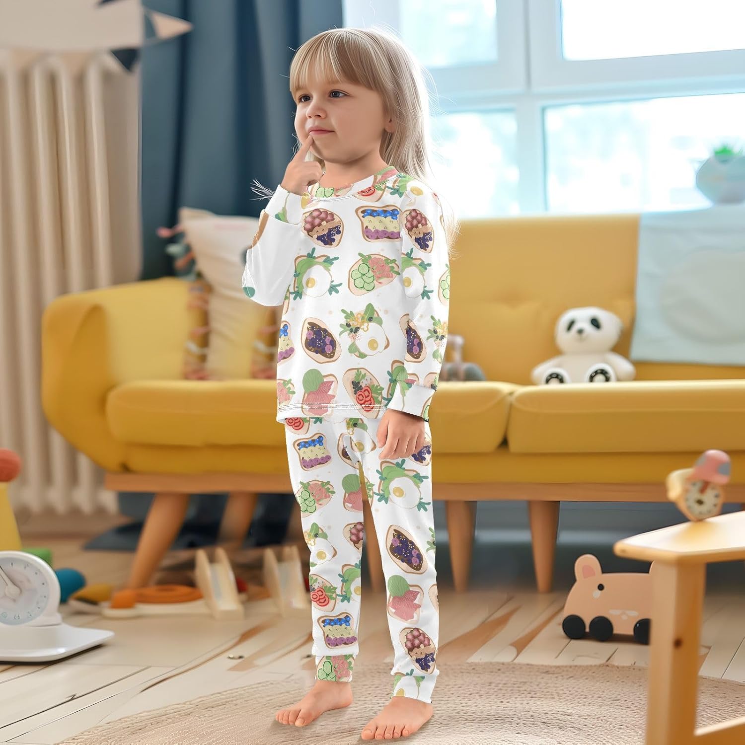 Cute Long Sleeve Pajama Set for Girls Soft and Warm Sleepwear