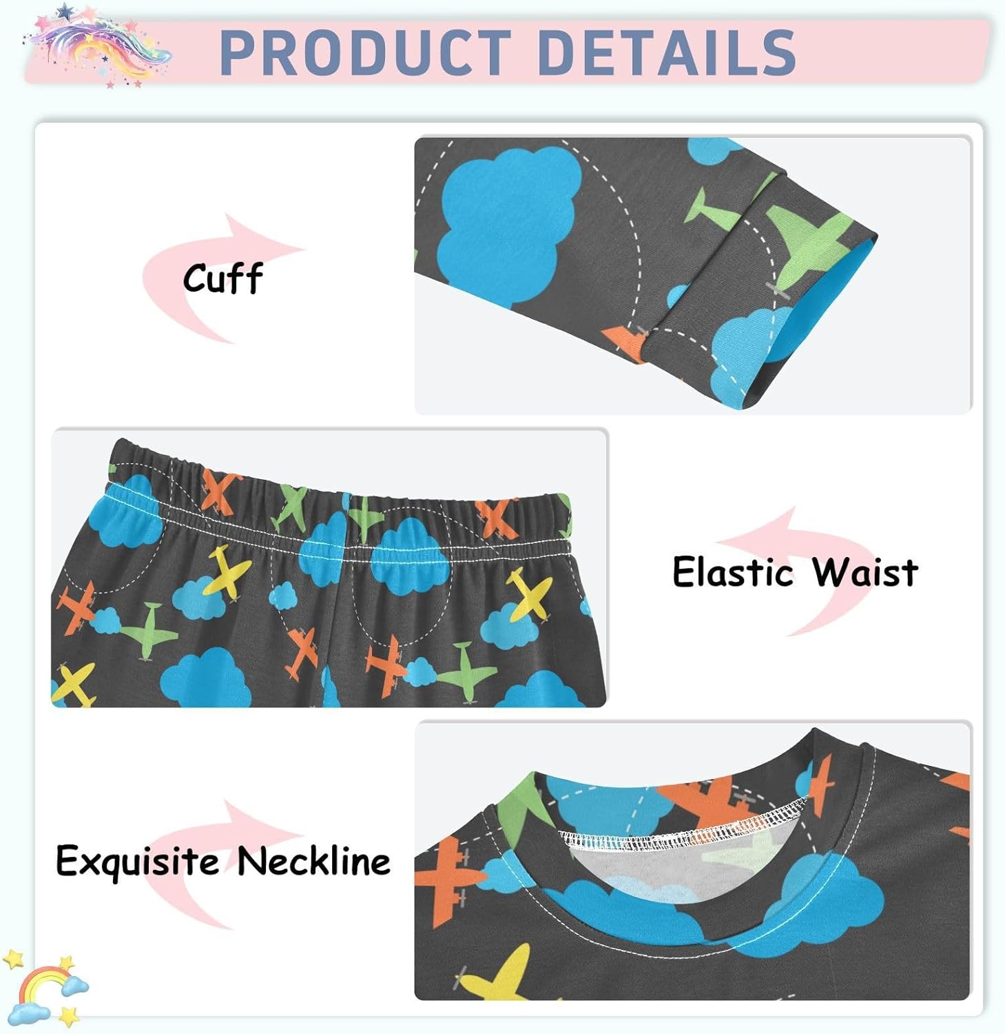 WIFIU Soft Cotton 2 Piece Pajama Set for Kids 18M-8Y 1