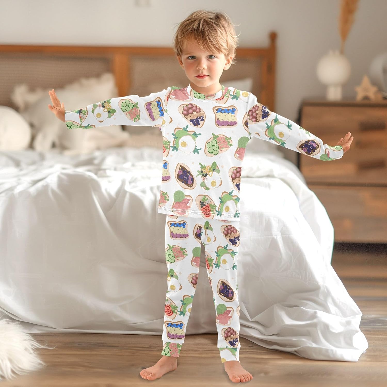 Cute Long Sleeve Pajama Set for Girls Soft and Warm Sleepwear