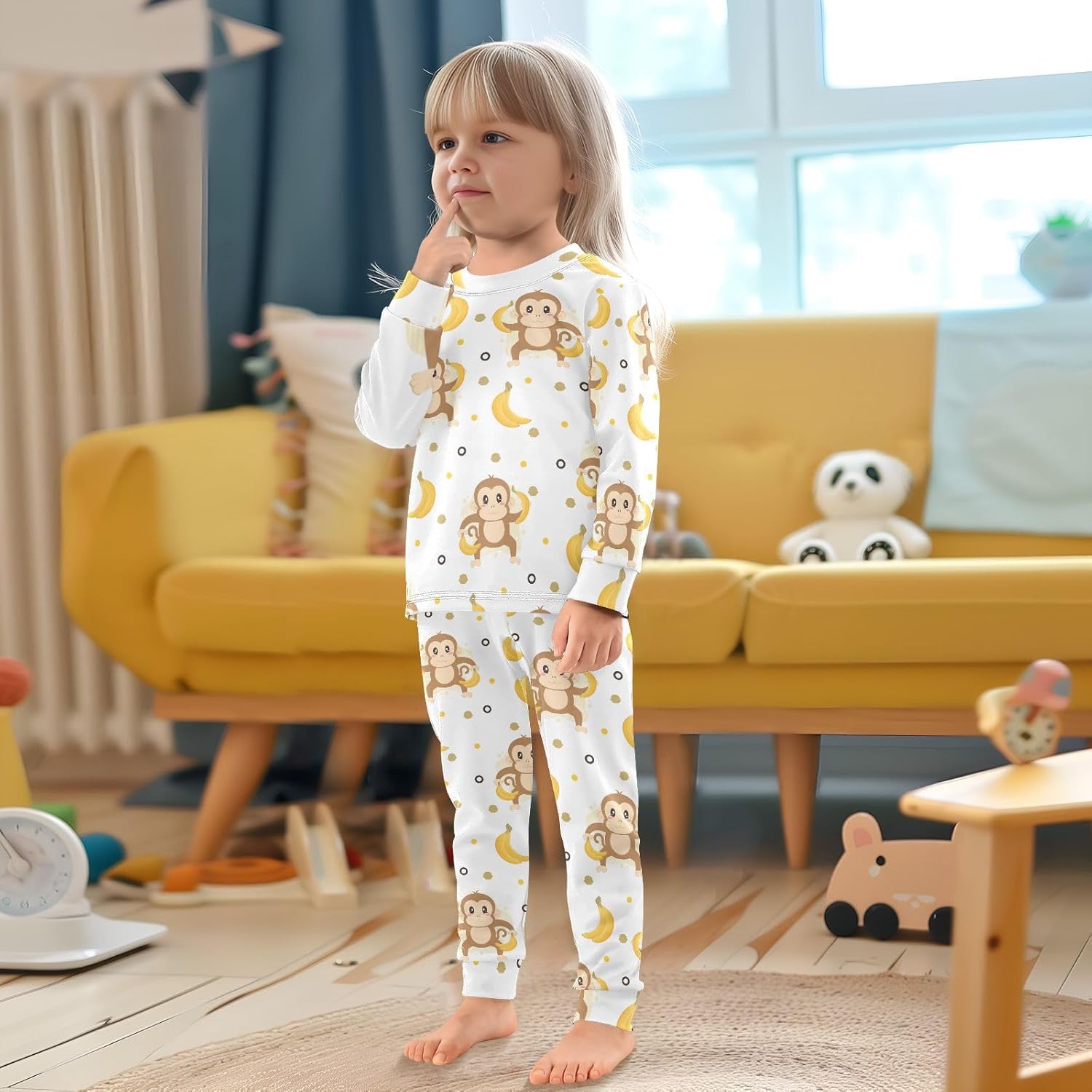 WIFIU Long Sleeve Pajama Sets for Kids Soft Cotton and Spandex Sleepwear