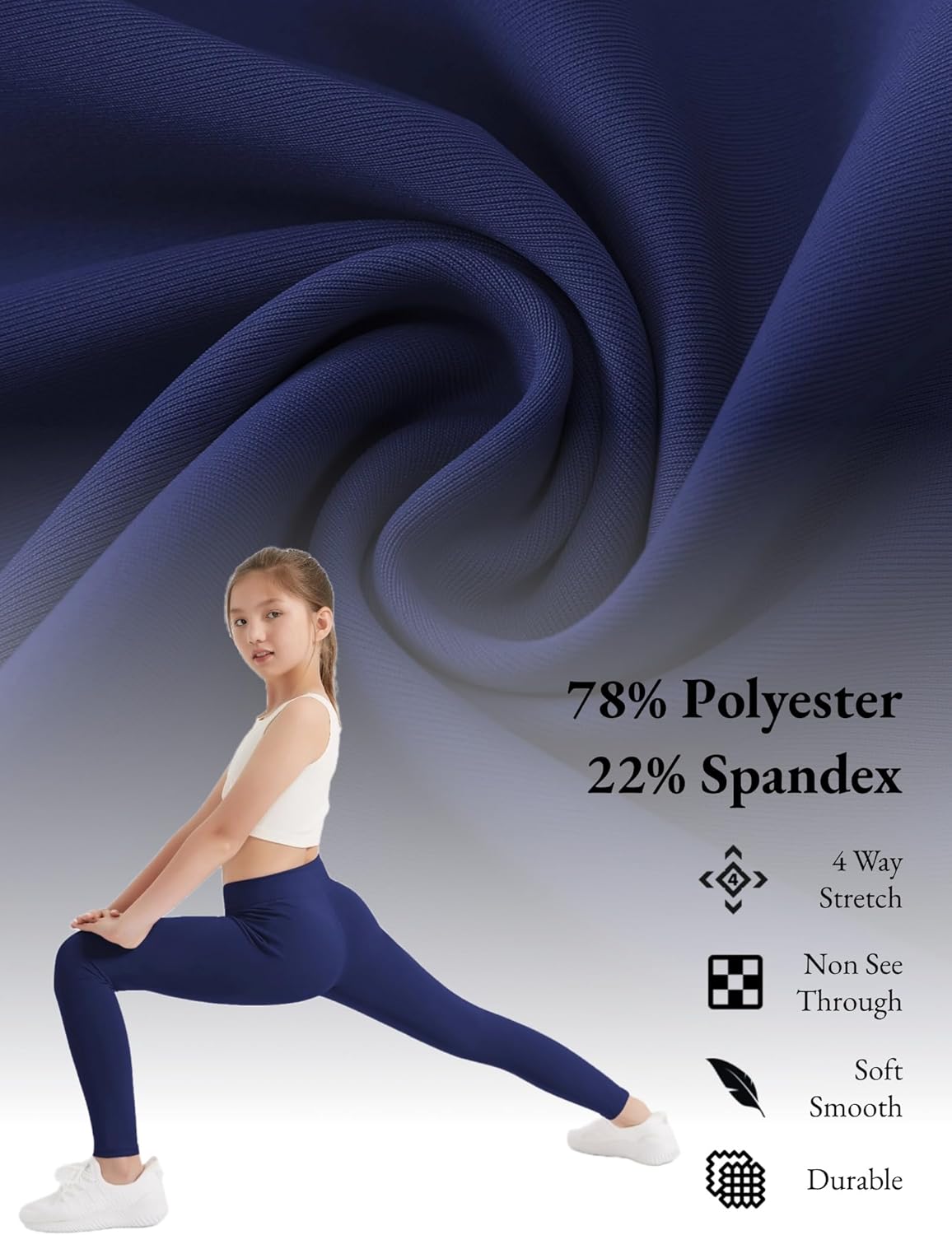 EXARUS 4-Piece Kids Yoga High Waisted Leggings for School Dance