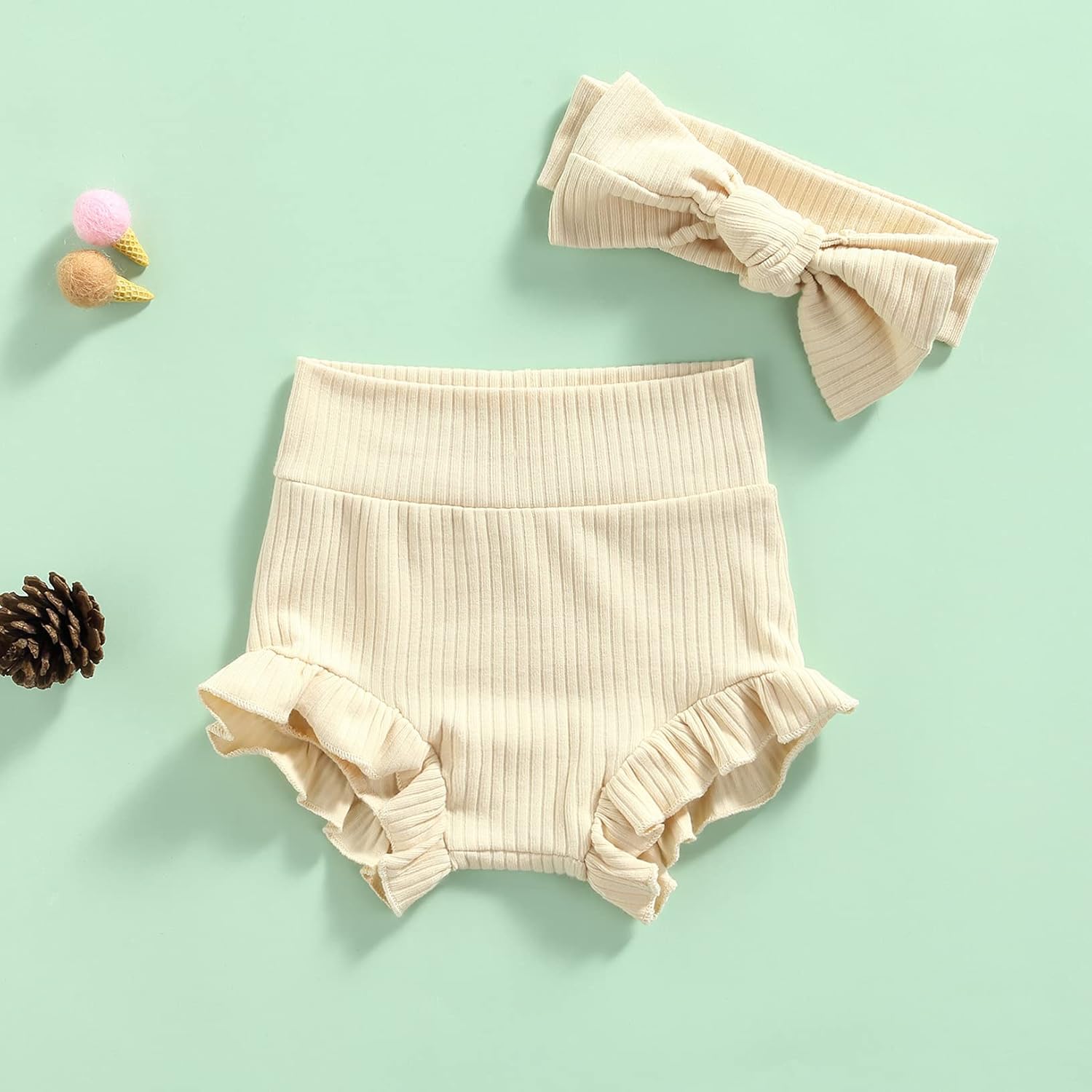 Lefyira - Soft Elastic Baby Bloomers with Ruffle Top