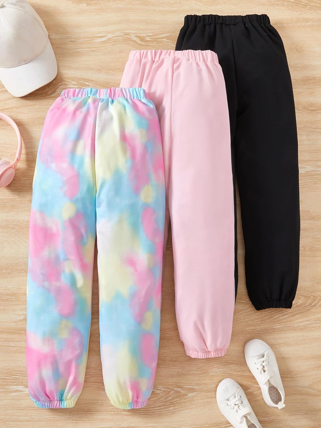 3-Piece Girls Letter Graphic Print High-Waisted Jogger Pants