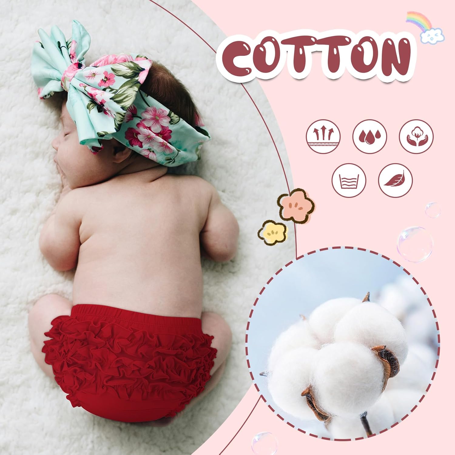 Durio Baby Bloomers Toddler Girls Ruffle Diaper Covers Cotton Shorts