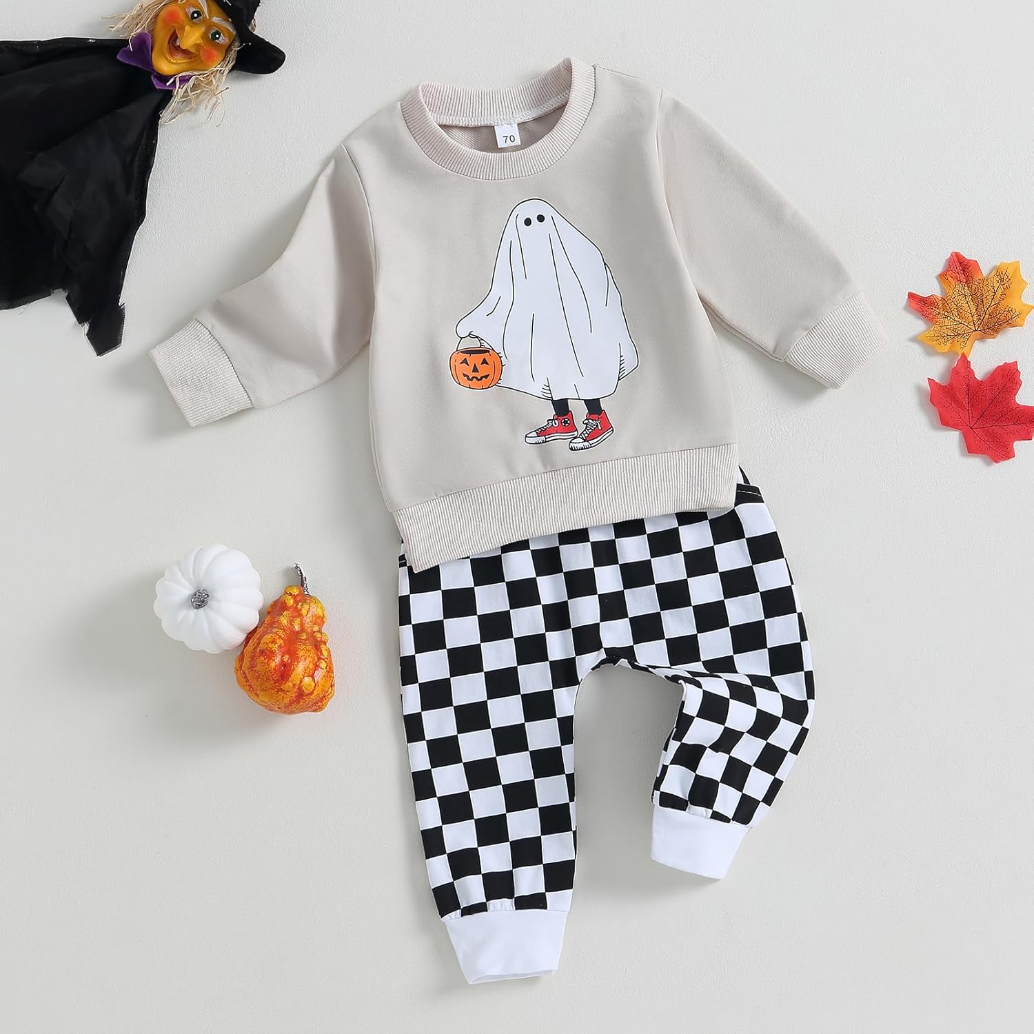 Adobabirl Toddler Halloween Outfits pumpkin patch crew sweatshirt pants set