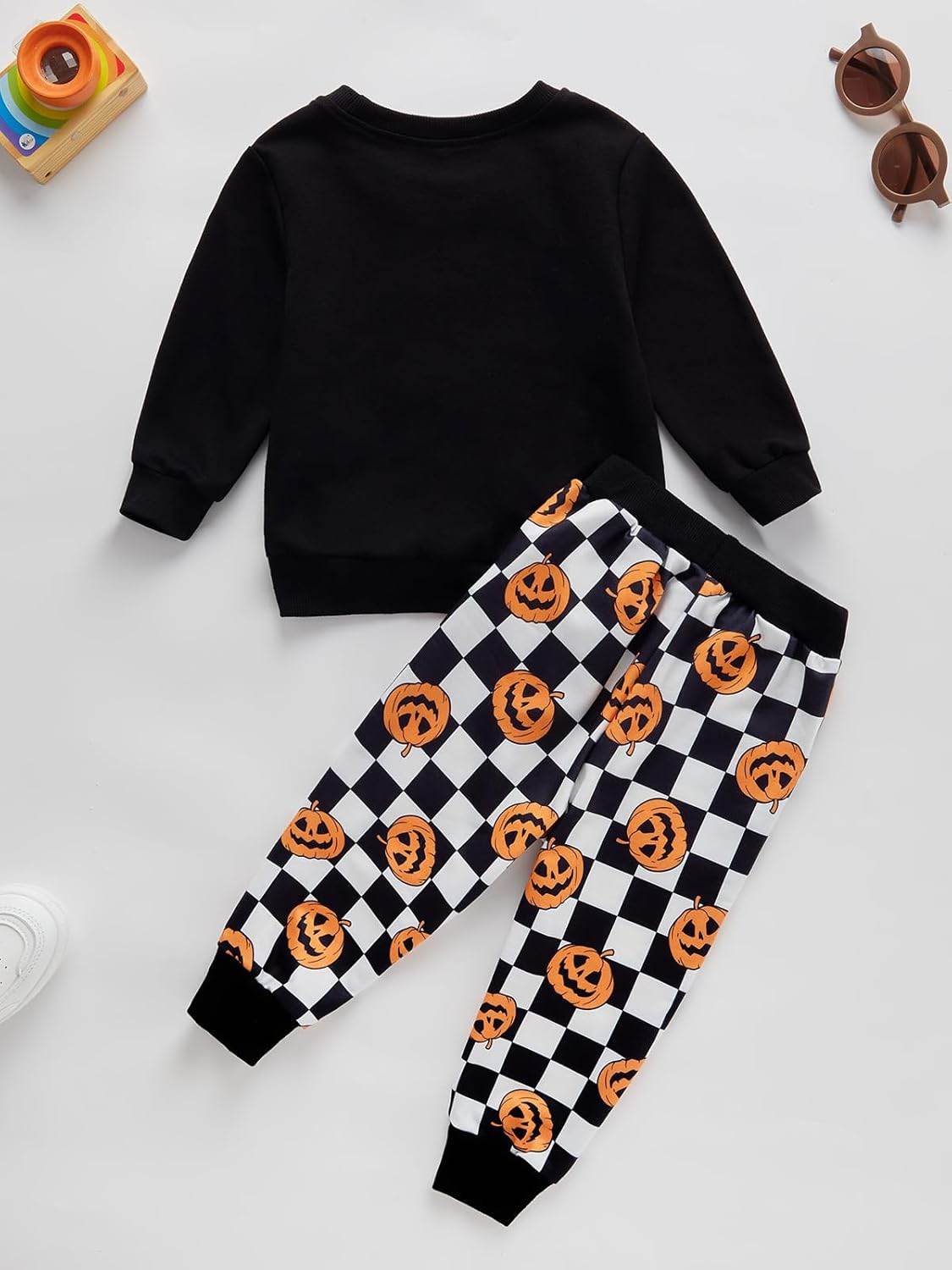 Halloween Toddler Boy Plaid Sweatshirt Pants Set